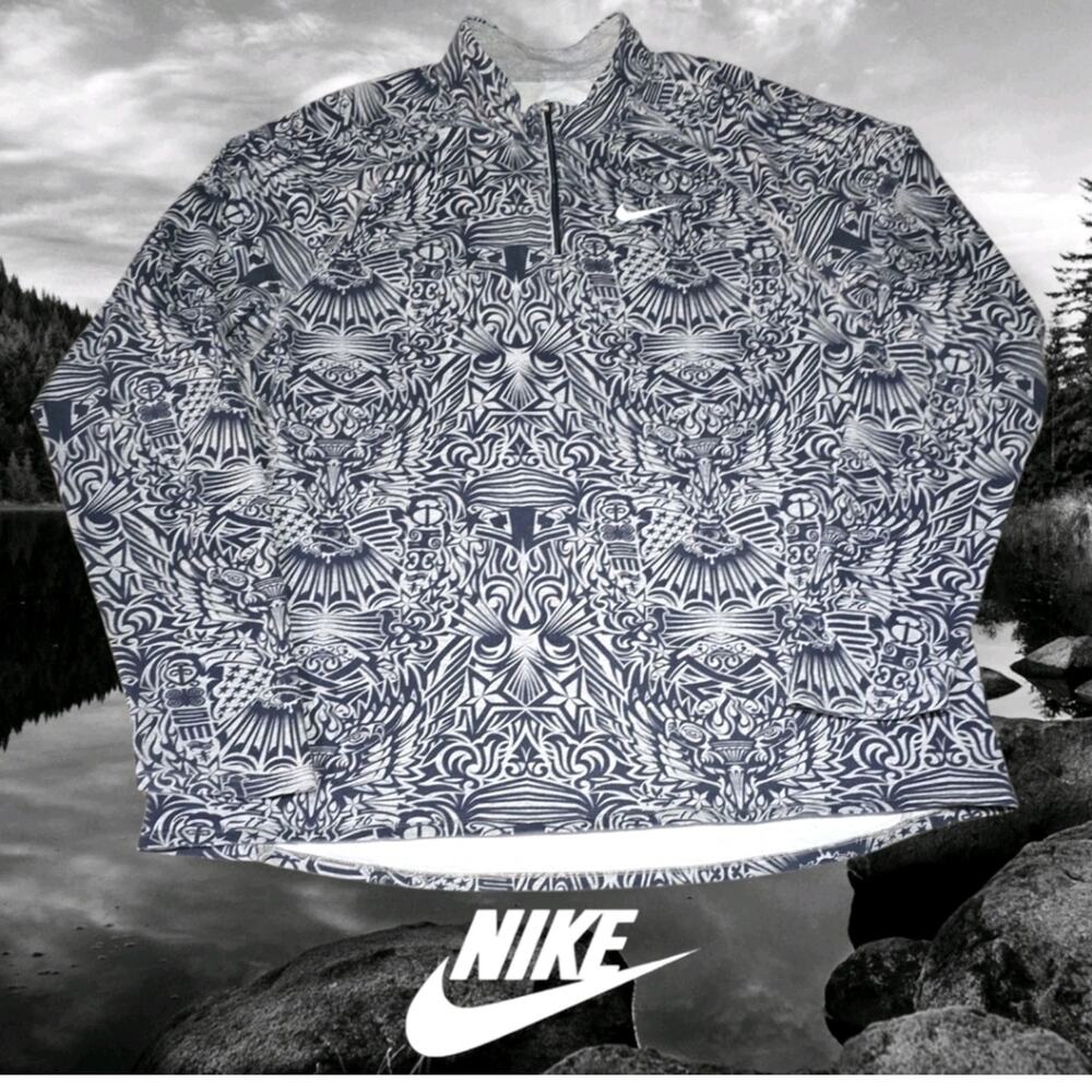 Nike Fit-Dri 2008 Olympic Tryouts Eugene Oregon 1/4 Zip Mayan Design Pullover M
